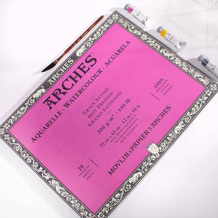 Arches 1795074 Aquarellpapier im Block (31 x 41 cm, 4-seitig geleimt, 300g/m² Satiniert) 20 Blatt na
