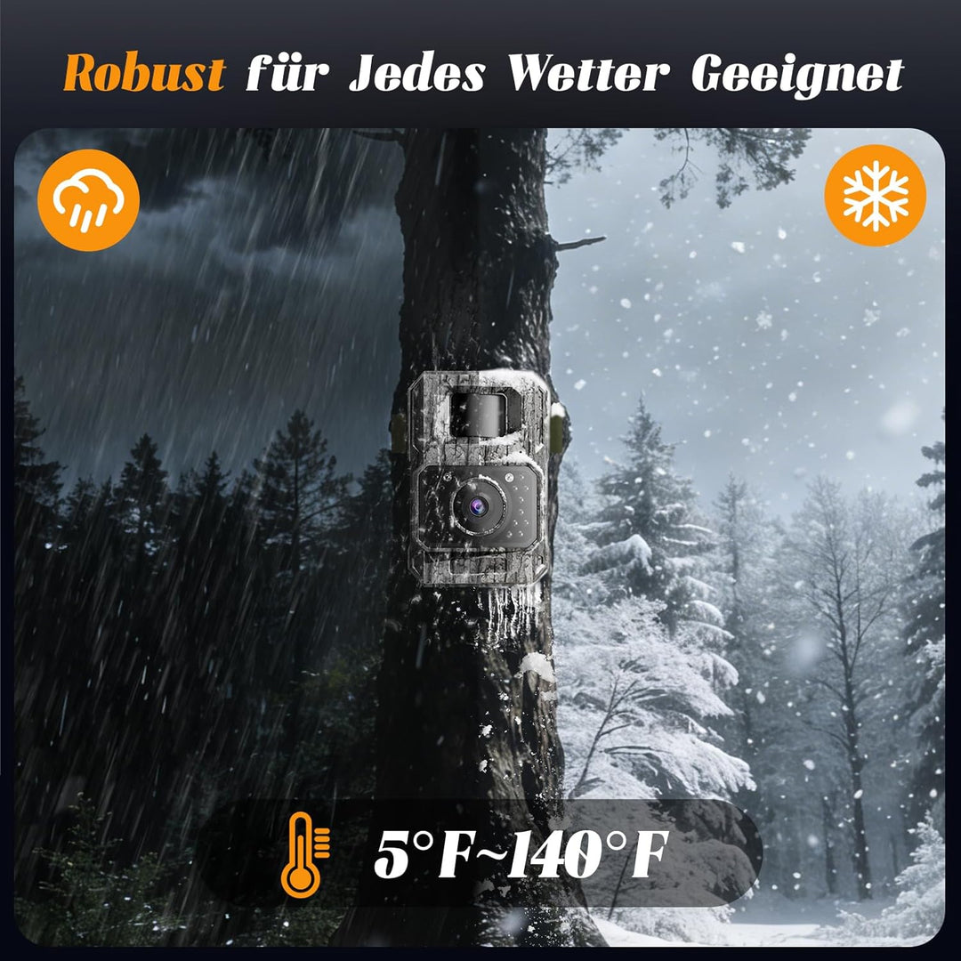 MAXDONE Wildkamera mit Handyübertragung APP - Wildtierkamera 4K 64MP HD mit WLAN Bluetooth Bewegungs