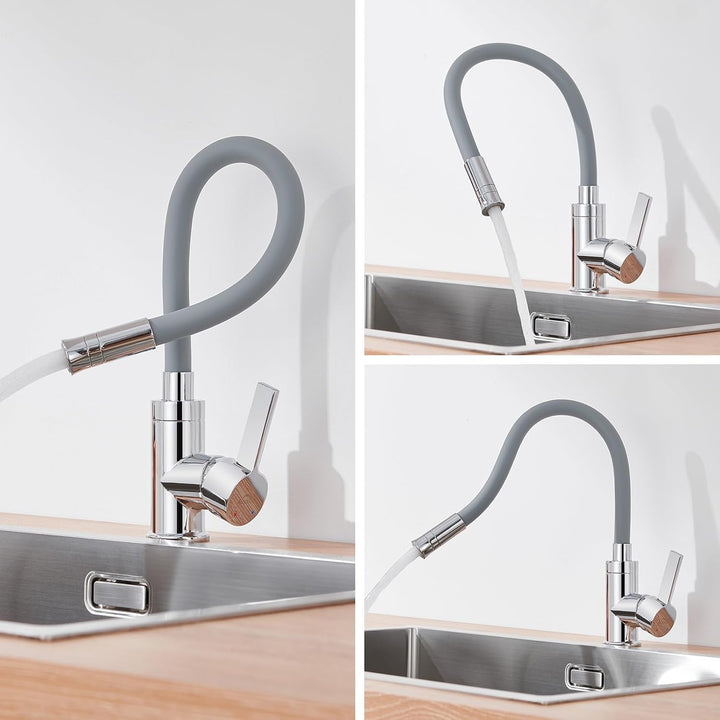 Auralum Flexibler Wasserhahn Küche, Küchenarmatur mit Zwei Wasserstrahlarten, Hochdruck Spültischarm
