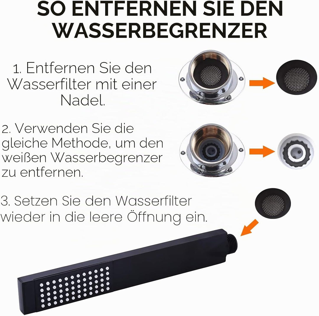 KES Handbrause Duschkopf mit Duschkopfhalterung Duschschlauch Brausekopf Dusche Duschbrause Duschsys