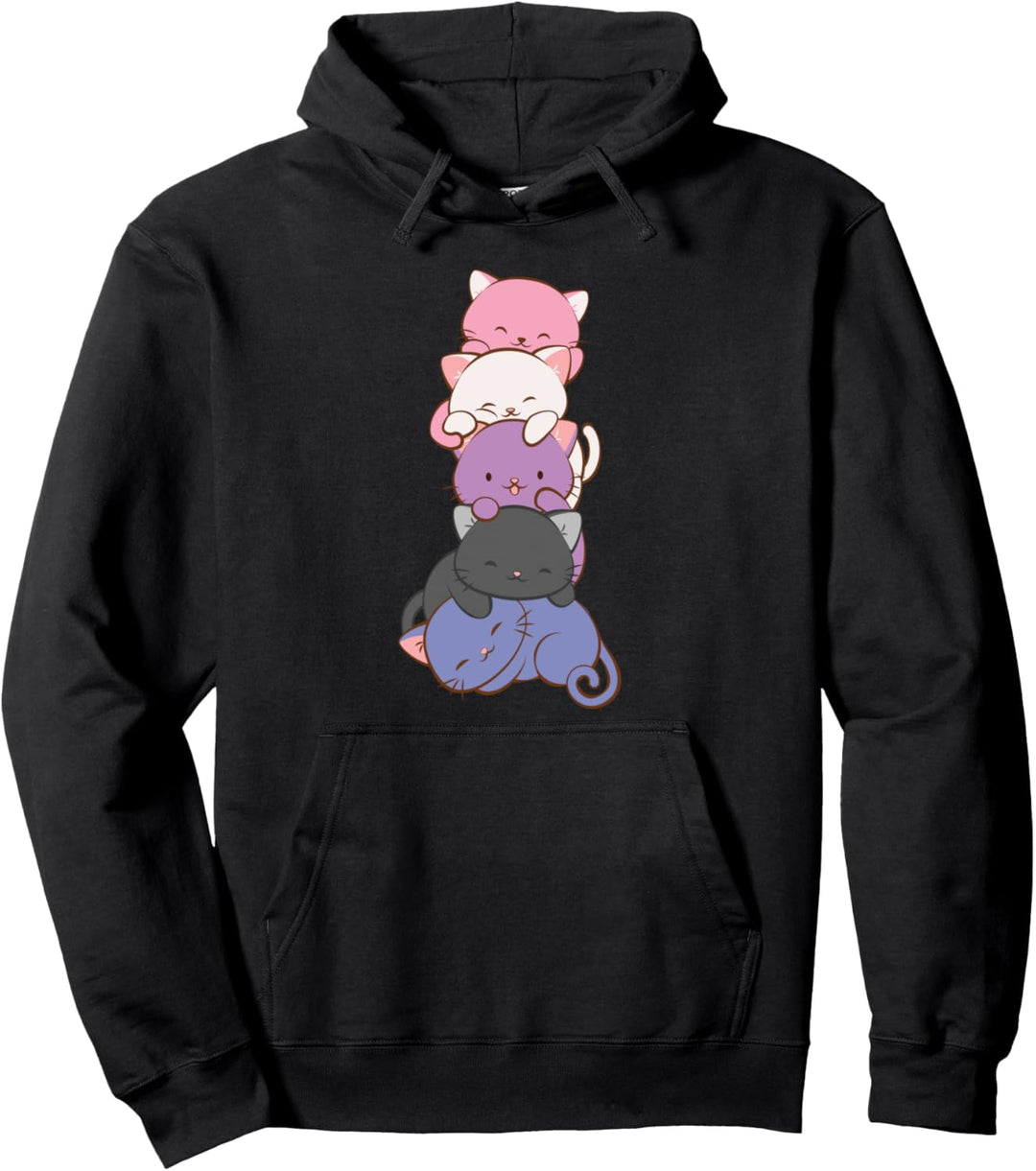 Genderfluid Pride Kawaii Katze Pullover Hoodie