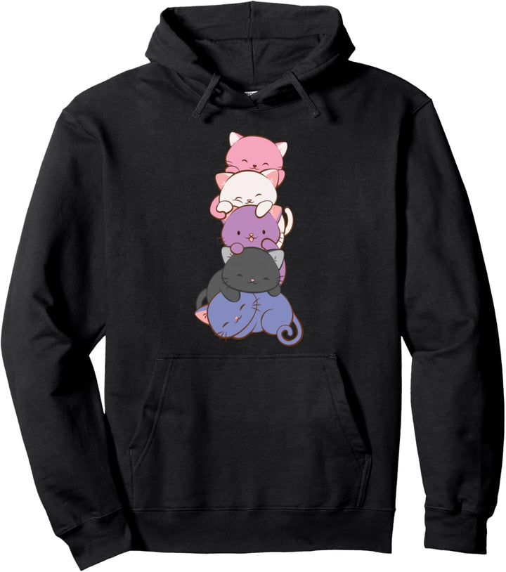 Genderfluid Pride Kawaii Katze Pullover Hoodie
