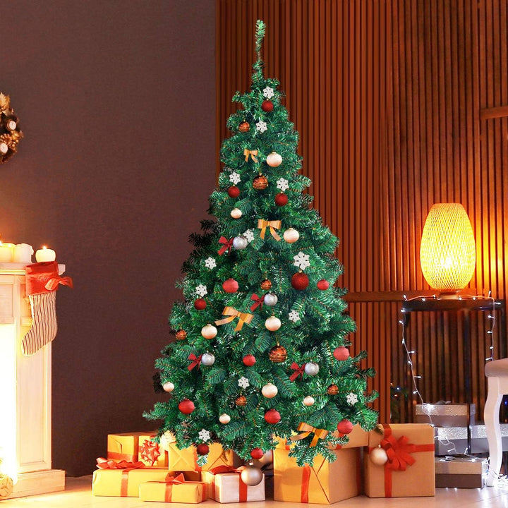 GOPLUS 150/180/210/240 cm Weihnachtsbaum weiss, PVC Künstlich Christbaum mit Metallständer, Weisser