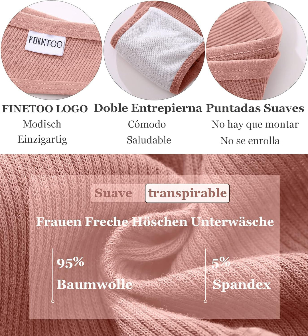 FINETOO 10er Damen Baumwoll Strings Set Tanga Unterhosen Frauen Weich Unterwäsche Niedrige Taille Sl