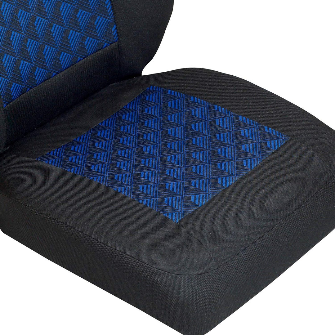 Sprinter Autositzbezug Set 1+2 - Farbe Premium Schwarz-Blaue Effekt 3D