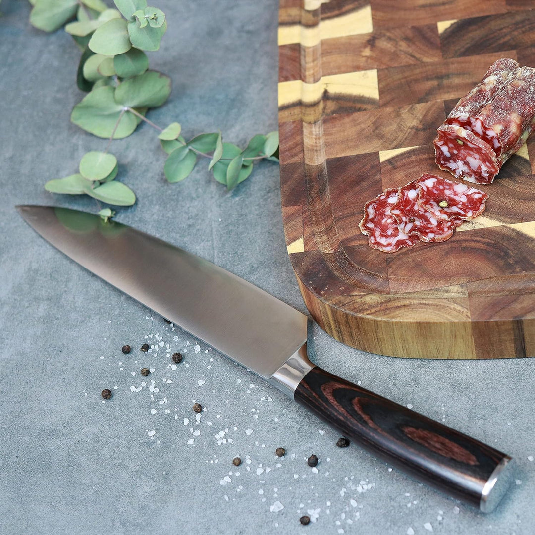 NATUMO Chefmesser Santokumesser, Profi Küchenmesser mit extrem scharfer Klinge, rostfreies Edelstahl