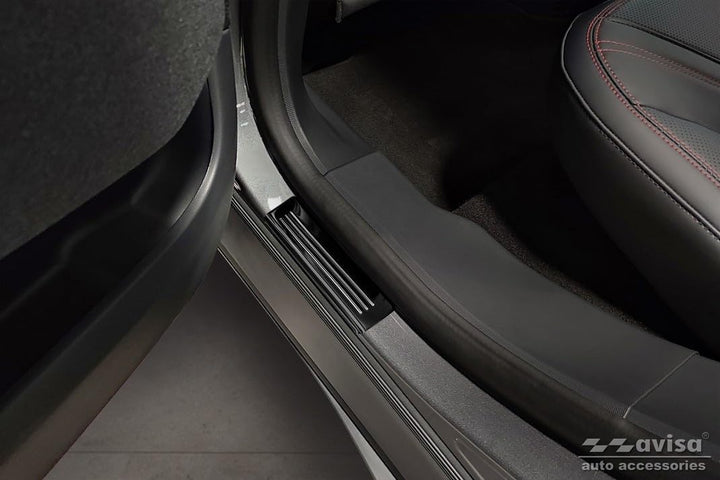 Black Inox door sill protectors compatible with Ford Mustang Mach-E 2020- 'E-Power' - 4-pieces