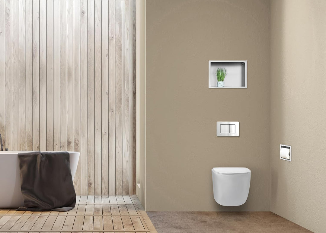 Balneo Toilettenpapierhalter aus Edelstahl, 17,3x17,3x8,6 cm, Einbaumontage, Papierspender Toiletten