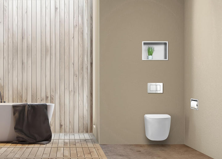 Balneo Toilettenpapierhalter aus Edelstahl, 17,3x17,3x8,6 cm, Einbaumontage, Papierspender Toiletten