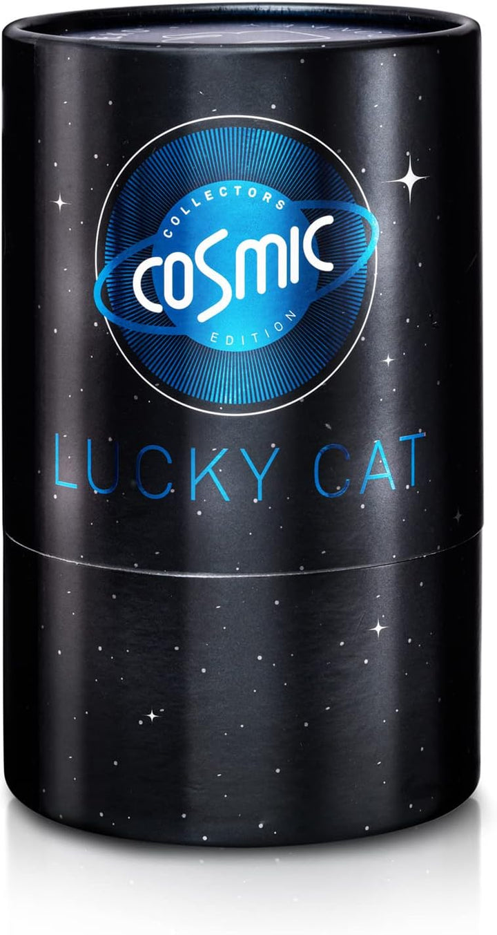 DONKEY Lucky Cat Cosmic Edition Earth Shiny Blue | Winkekatze, Maneki Neko, 15 cm, in Geschenkverpac