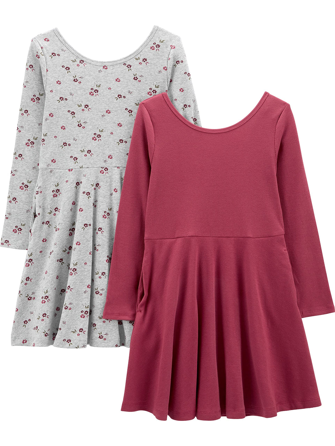 Simple Joys by Carter's Mädchen Kleid (2er Pack) 18 Monate Grau Floral/Pflaume, 18 Monate Grau Flora