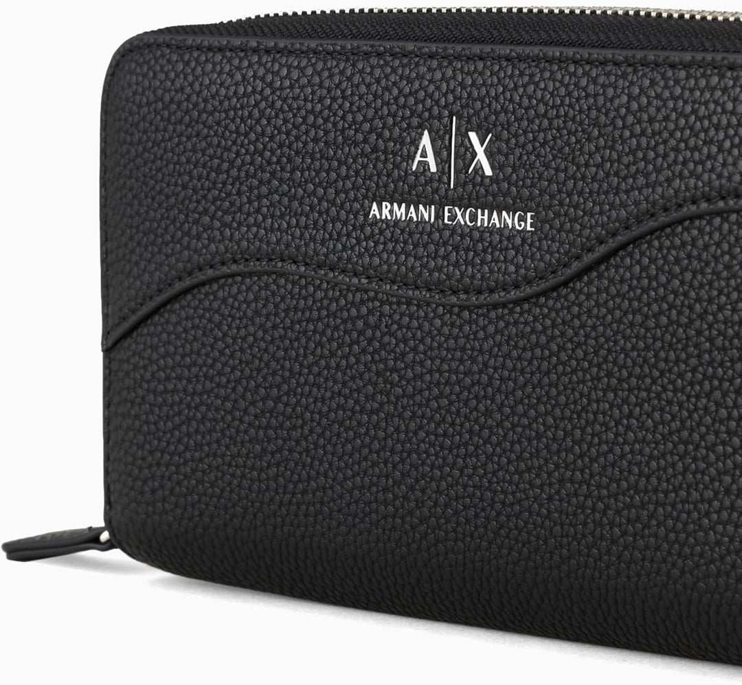Armani Exchange Women's Zip Around Bi-Fold Wallet Einheitsgrösse Schwarz, Einheitsgrösse Schwarz
