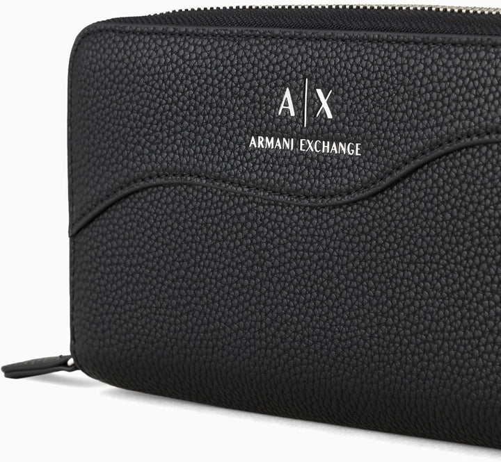 Armani Exchange Women's Zip Around Bi-Fold Wallet Einheitsgrösse Schwarz, Einheitsgrösse Schwarz