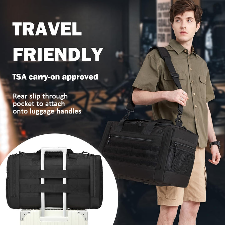 65L Sporttasche Herren mit 2 Trennwänder Reisetasche Einsatztasche | wasserabweisend Sport Duffle Ba