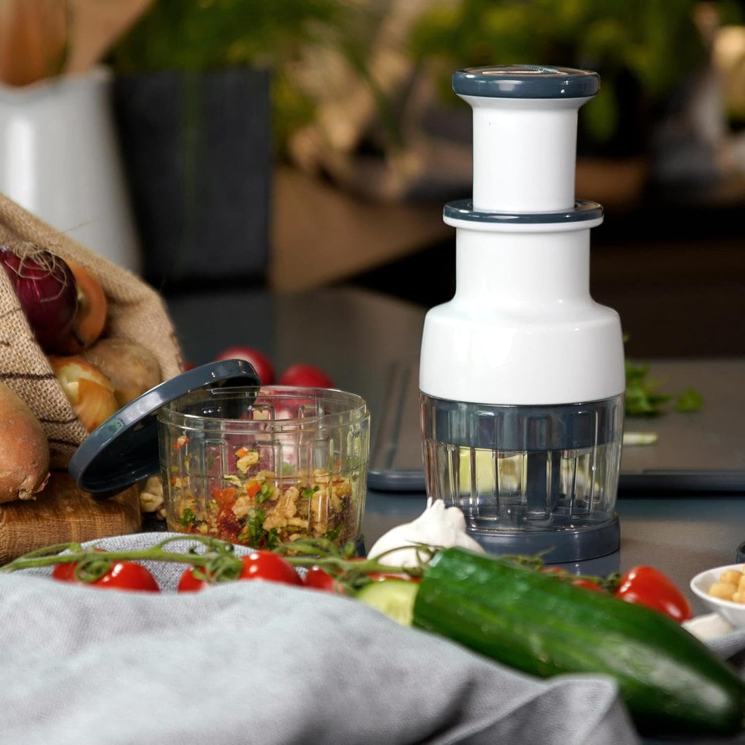 Fackelmann #easyprepare Gemüseschneider 2-teilig – Multihacker zum Zerkleinern von Zwiebeln, Gemüse,