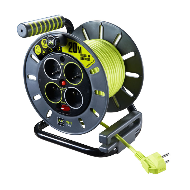 Masterplug Pro-XT 4-fach Verlängerungskabel 16 Ampere 20 Meter grünes Kabel 20m Schwarz / Grün, 20m
