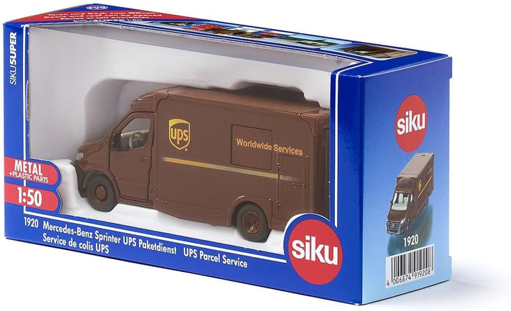 siku 1920, Mercedes-Benz Sprinter UPS Paketdienst, 1:50, Metall/Kunststoff, Braun, Bewegliche Teile