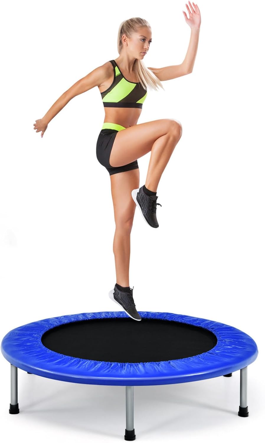 RELAX4LIFE φ 97 cm Mini-Trampolin, Fitness-Trampolin Faltbar, Kindertrampolin mit rutschfesten Füsse