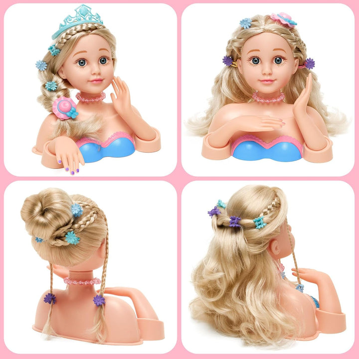 G.C Schminkpuppe Frisierkopf für Kinder Mädchen Spielzeug mit Schminkkopf Haartrockner Nagellack Kin