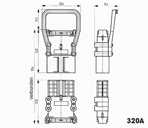 Intratec Batterieladestecker Stecker – Batterie-Stecker für Gabelstabler, Kehrmaschinen etc., DC-Ste