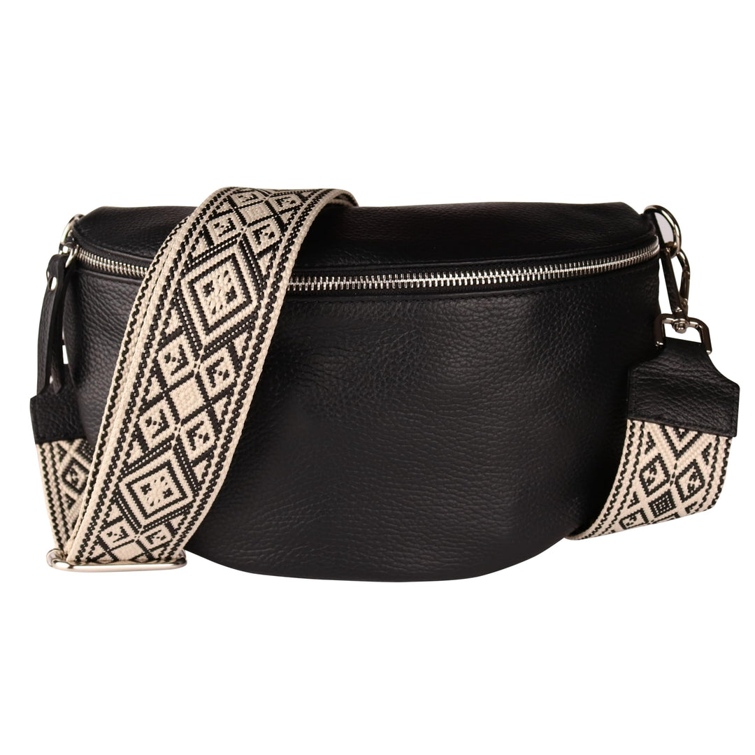 MIRROSI® Bauchtasche Damen, Echtleder, Made in Italy, Umhängetasche, Brusttasche, Crossbody Bag (1 T