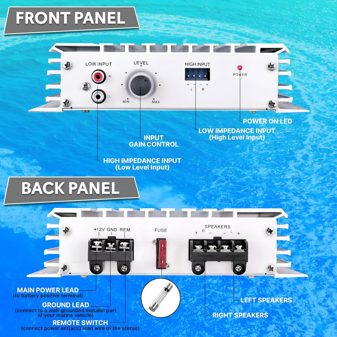 Pyle 2 Kanal 240 Watt Wasserdicht Marin Verstärker