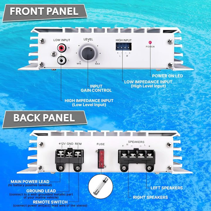 Pyle 2 Kanal 240 Watt Wasserdicht Marin Verstärker
