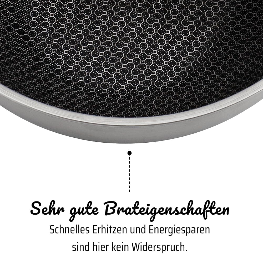 GSW Servierpfanne Innoxa Black, Edelstahlpfanne, Wabenpfanne mit kratzfester Antihaftbeschichtung, B