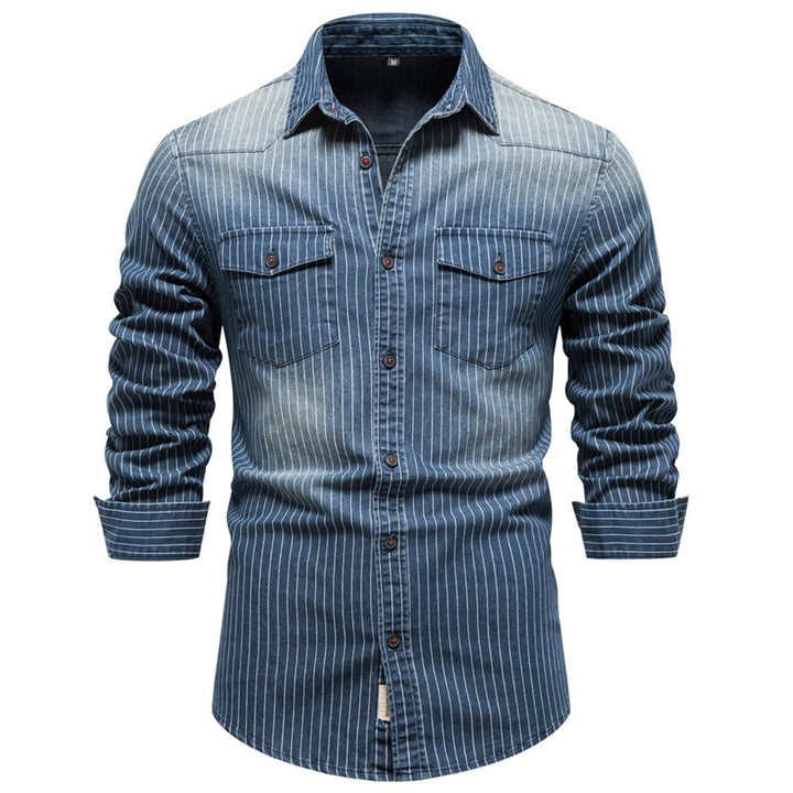 HOTIAN Herren Hemden, Herren Denim Shirt Langarmhemd,Freizeithemd Regular Businesshemd,Slim-Fit-Herr
