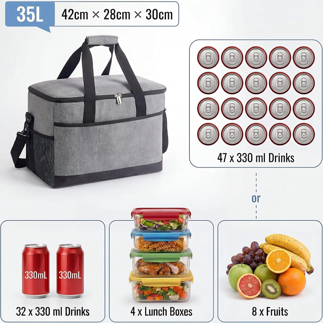 CNMTCCO Kühltasche Gross 35L Faltbare Isolierte Thermotasche, Wasserdicht & Auslaufsicher, Tragbare