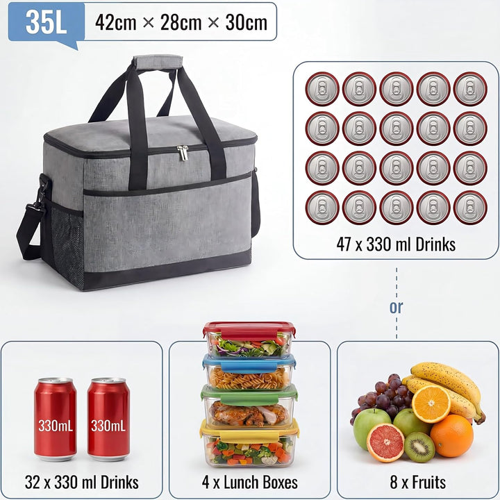 CNMTCCO Kühltasche Gross 35L Faltbare Isolierte Thermotasche, Wasserdicht & Auslaufsicher, Tragbare