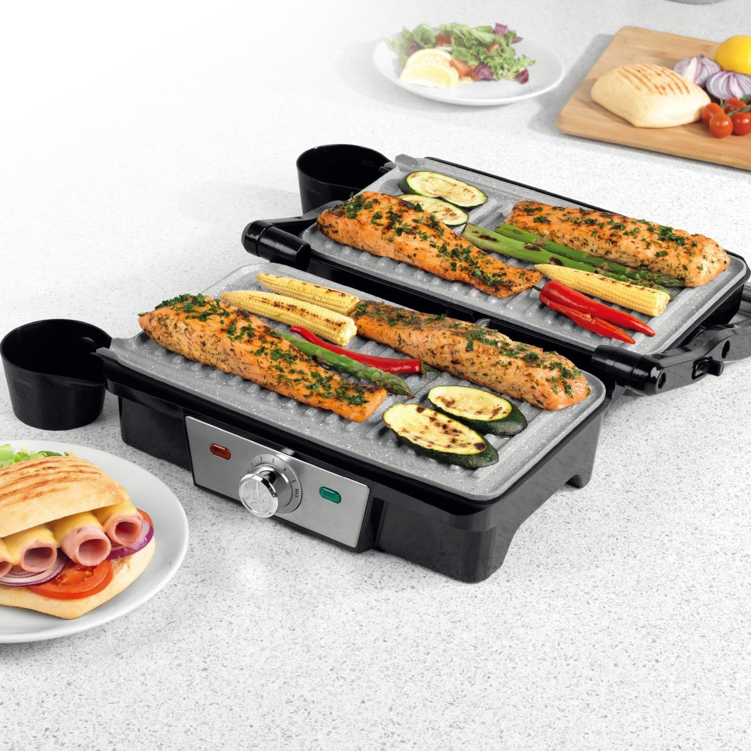 SUPERLEX Kontaktgrill Tischgrill 1500W für Steak, Sandwich Maker, Panini Grill, Toaster mit antihaft