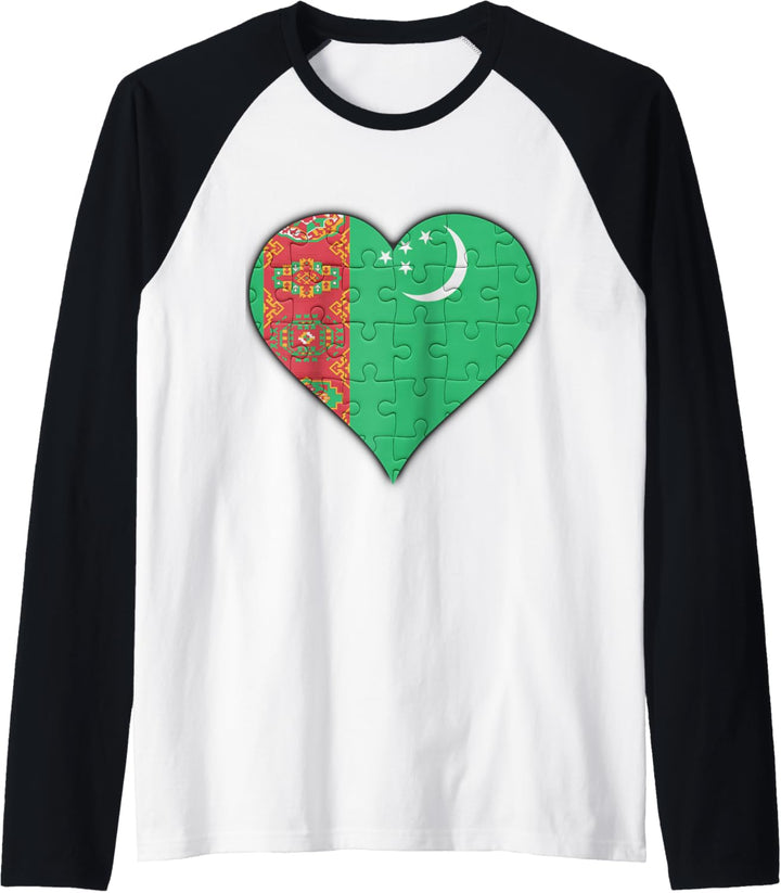 Turkmenistan Turkmenistani Flagge Herz Raglan