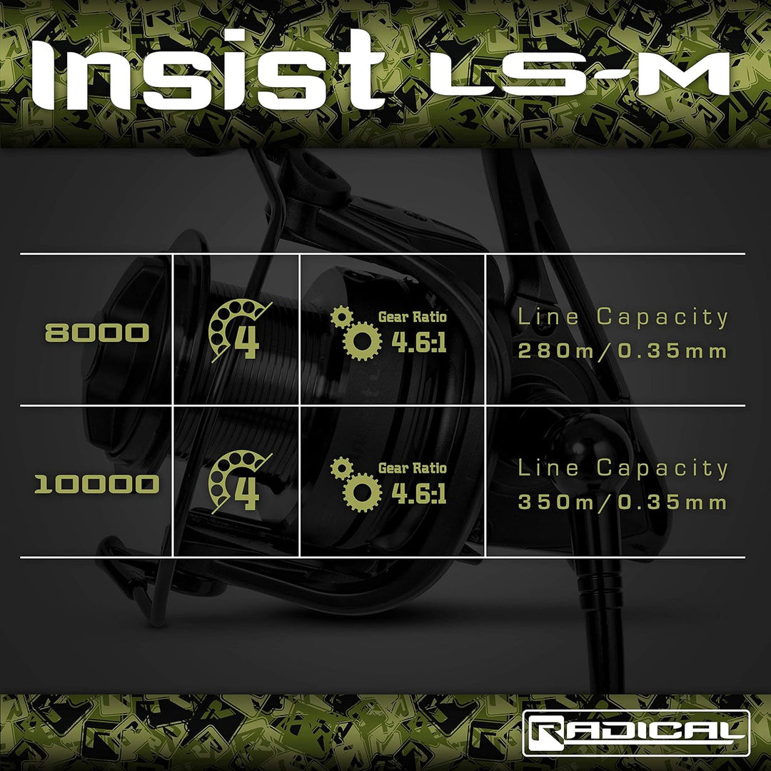 Radical Profigerät Insist LS-M 10000 Karpfenrolle mit edlem Holzgriff Angelrolle zum Karpfenangeln a