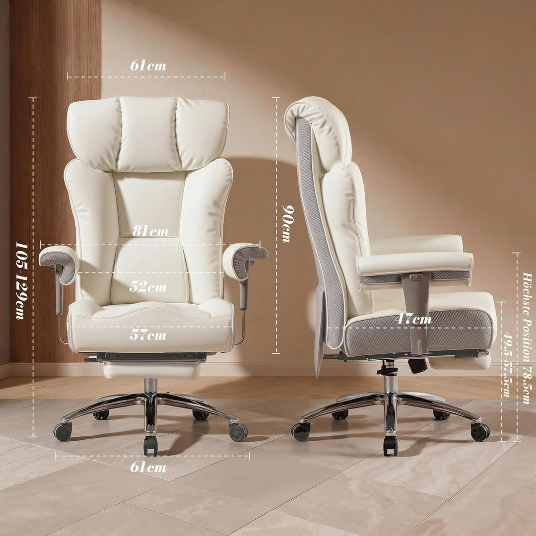 Efomao Bürostuhl, Executivesessel PU-Leder mit Integrierter Lendenwirbelstütze, Ergonomischer Chefse