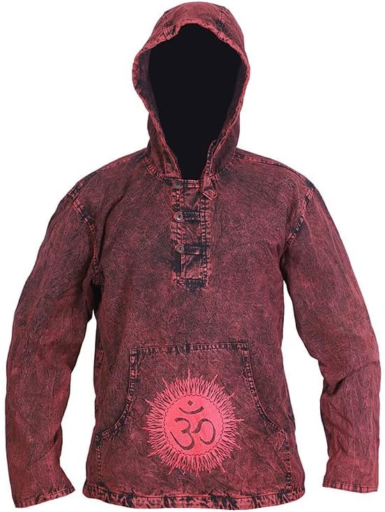 Ezhippie Leichtes Herren-Retro-Kapuzenshirt aus Baumwolle 3XL Kastanienbraun, 3XL Kastanienbraun