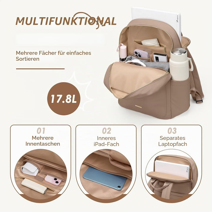 Rucksack Damen Herren Elegant,16 Zoll Laptop Rucksack Wasserdicht mit Laptopfach, Business Laptoptas