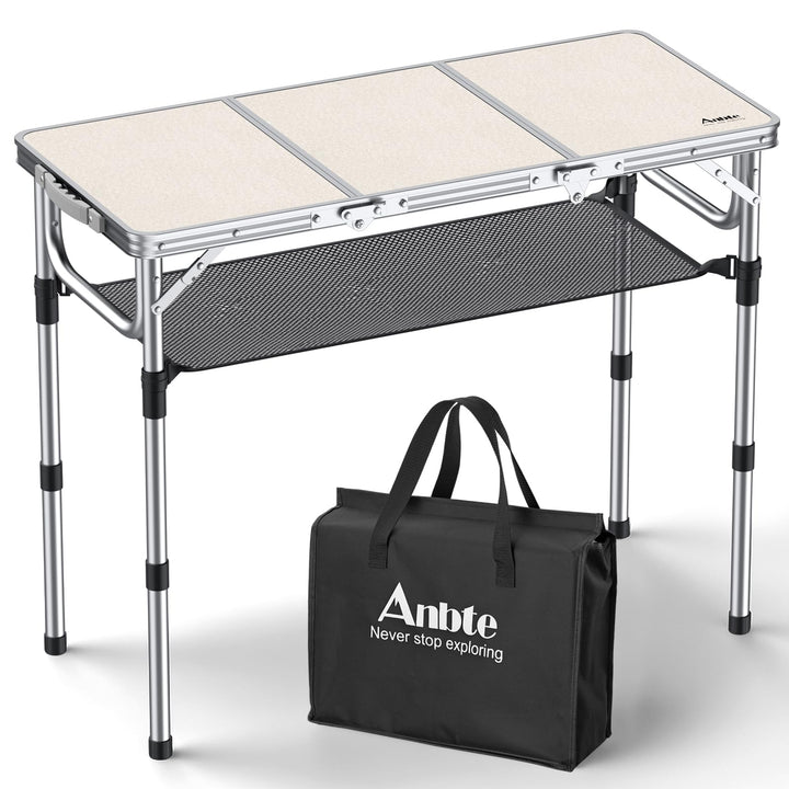 Anbte Campingtisch Klapptisch Aluminium 88x40cm (LxB) mit 3 Verstellbare Höhe Tragbar Picknicktisch