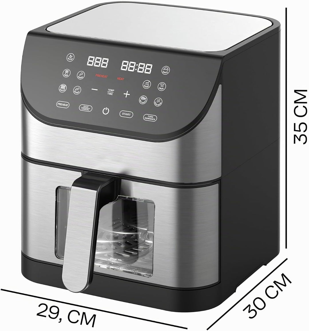 Retoo Heissluftfritteuse XXL 8L Airfryer 12-in-1 Funktionen, 1800W Leistung, Antihaftbeschichtung, T