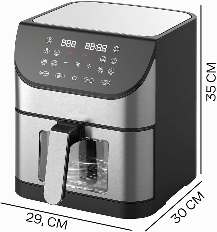 Retoo Heissluftfritteuse XXL 8L Airfryer 12-in-1 Funktionen, 1800W Leistung, Antihaftbeschichtung, T
