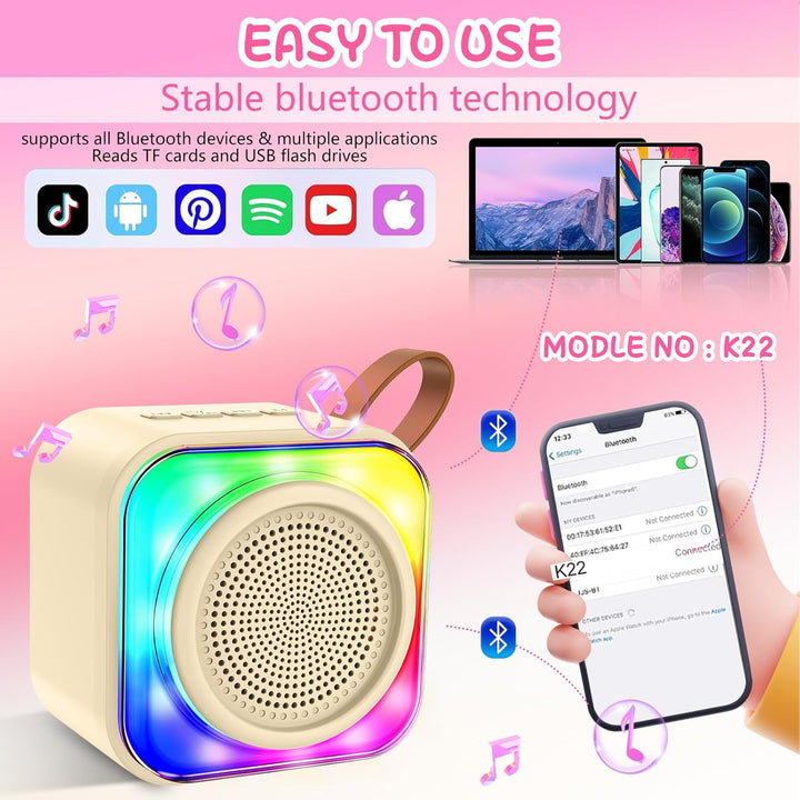 Bluetooth Mikrofon Karaoke, Drahtloses Tragbares LED Karaoke Mikrofon mit Lautsprecher Tonaufnahme f