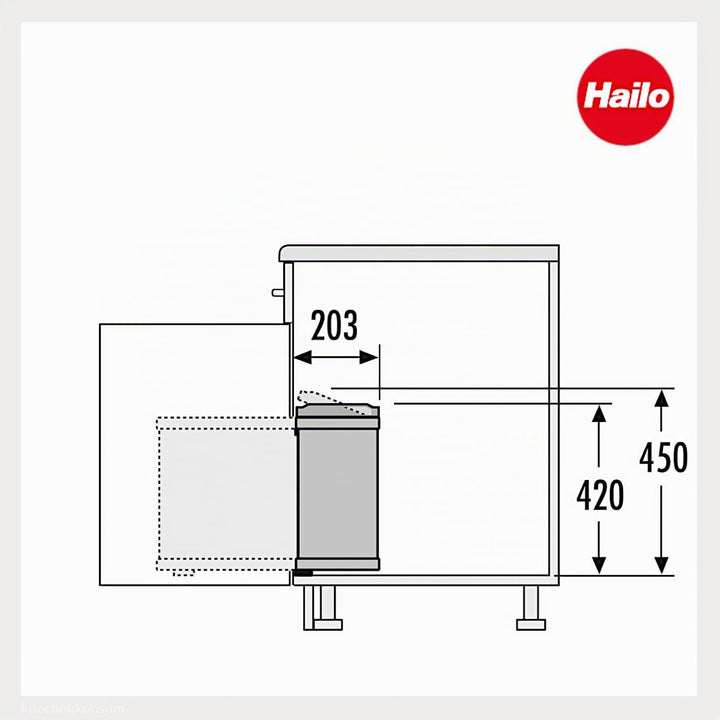 Hailo Abfallsammler 3416071 | Schwenkbarer Einbau-Mülleimer Duo 16 L | Für Schränke ab 45 cm Breite