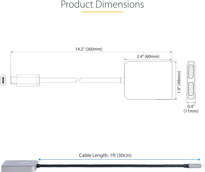 StarTech.com USB-C auf Dual DisplayPort 1.4 Adapter, USB-C Multi-Monitor MST Hub, Dual 5K 60Hz DP La