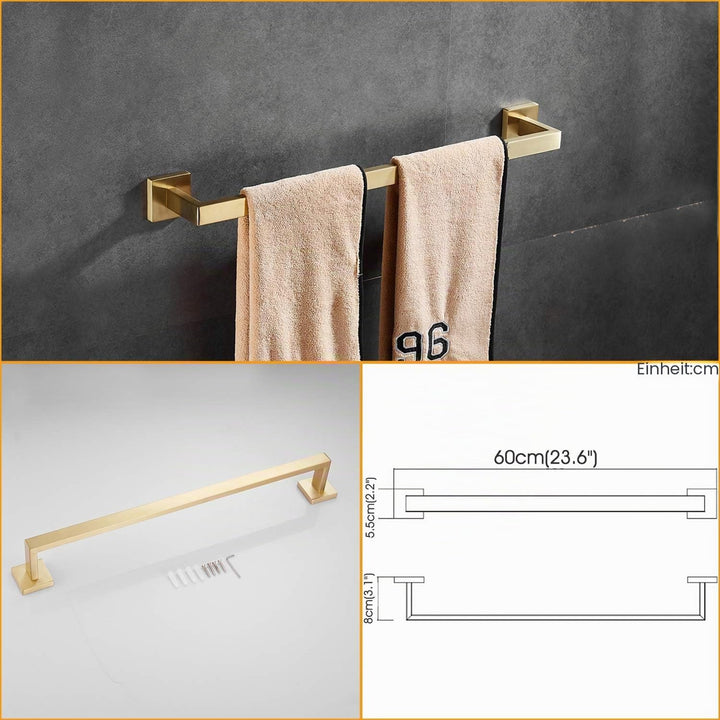 Beelee Badezimmer Hardware Set 5 Stück Golden gebürstet, Wandmontage Modernes Badezimmerzubehör 304