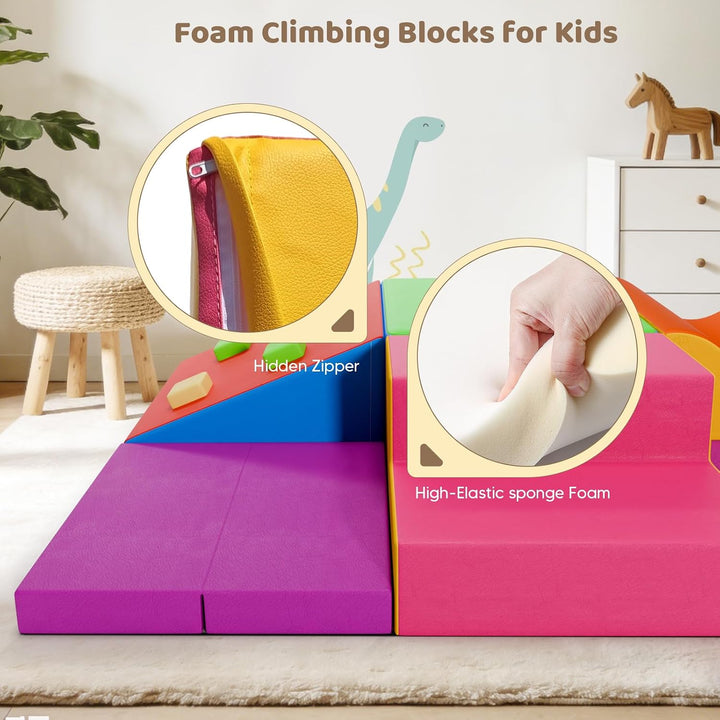 Schaumstoff Bausteine XXL Bunt, Indoor Klettergerüst für Kleinkinder ab 1 Jahr, Weiche Softblöcke mi