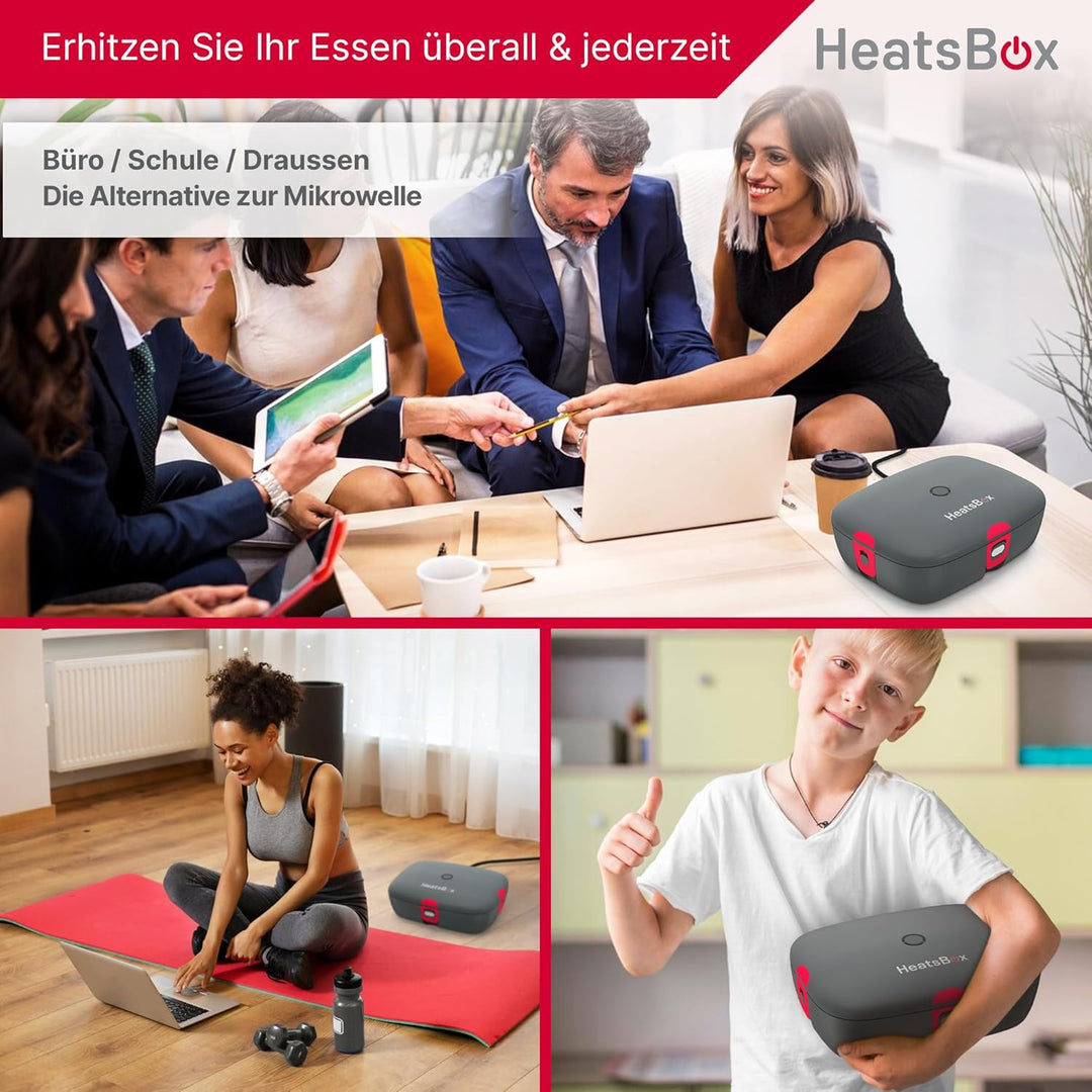 FAITRON HeatsBox Style, Thermobehälter für Essen, Elektrische Lunchbox für Jung und Alt, Auslaufsich