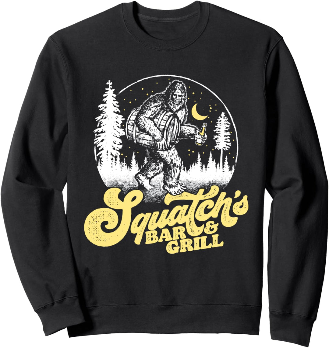 Funny Beer Drinking Bigfoot - Vintage Squatch's Bar & Pub Sweatshirt
