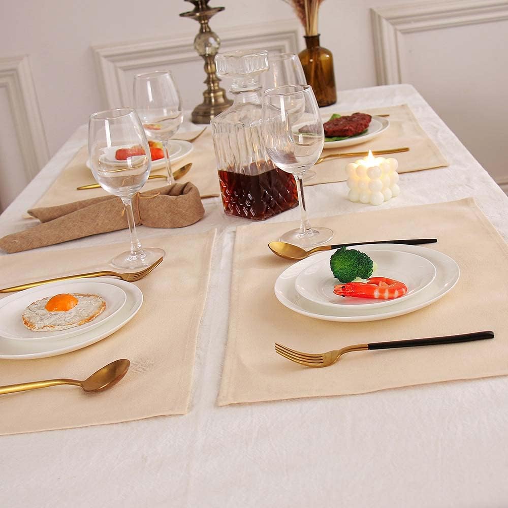 Vivi Idee® 4er Tischsets Platzset 100% Baumwolle Platzdeckchen Stoff abwaschbar Handgenäht 52x33cm (