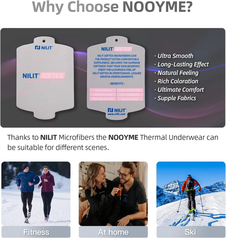 NOOYME Thermounterwäsche Damen Atmungsaktiv Thermowäsche Set Funktionswäsche Anti-bakteriell und Fle
