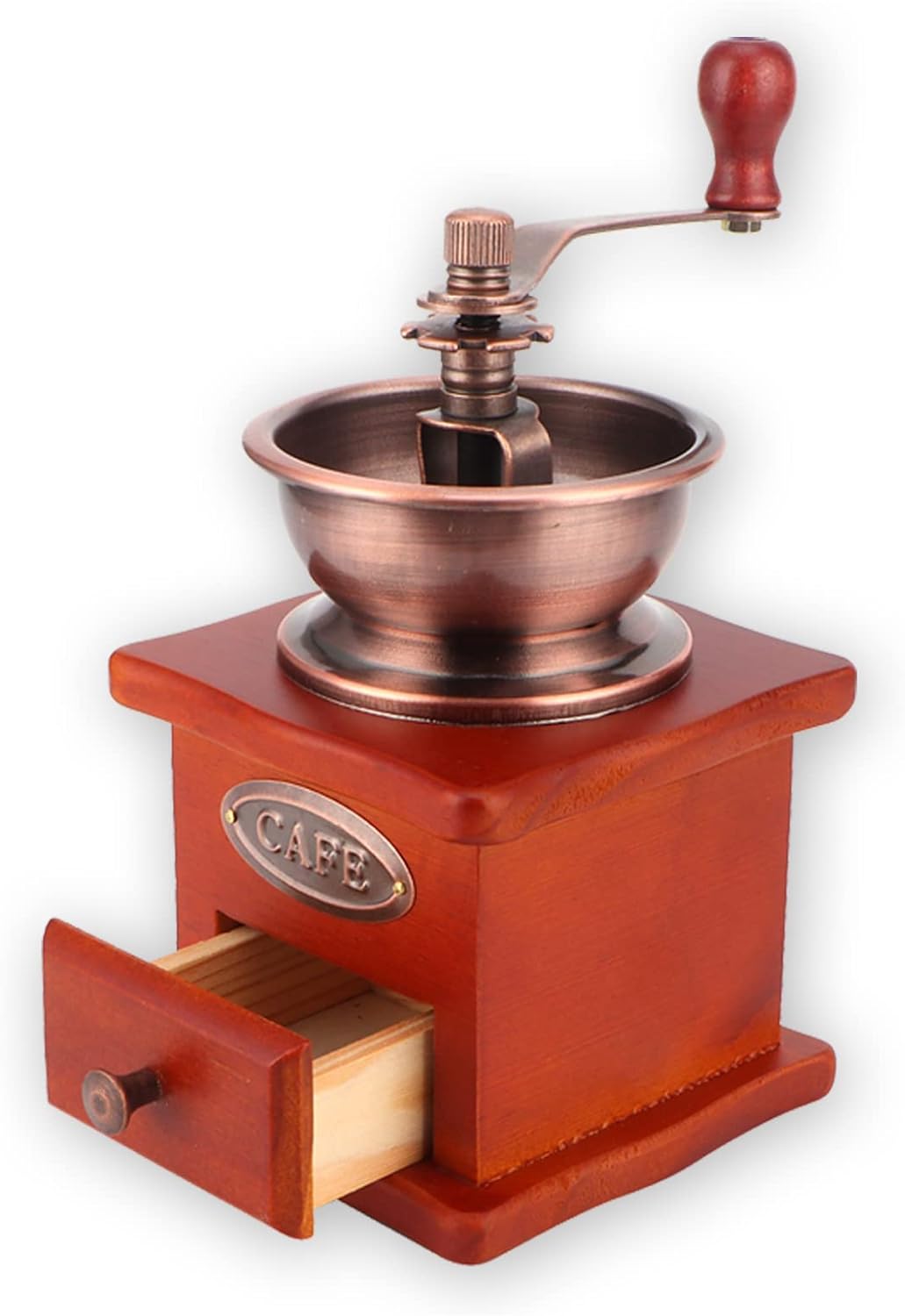 Natudeco Manuelle Kaffeemühle, Handmühle aus Holz, Handkurbel, Kaffeebohnenmühle, Retro-Stil, Kaffee